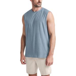 imageODODOS Mens Muscle Tee  Stratum Tech Performance Tank Ultra Soft Moisture Wicking UPF 50 Sleeveless ShirtsDusty Blue Heather