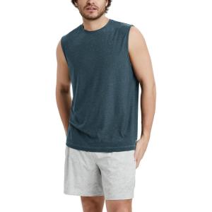 imageODODOS Mens Muscle Tee  Stratum Tech Performance Tank Ultra Soft Moisture Wicking UPF 50 Sleeveless ShirtsNavy Heather