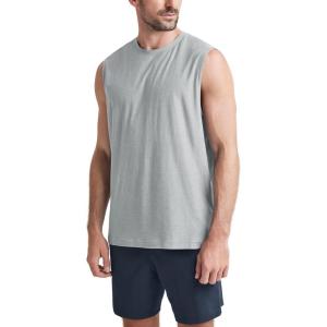imageODODOS Mens Muscle Tee  Stratum Tech Performance Tank Ultra Soft Moisture Wicking UPF 50 Sleeveless ShirtsPale Grey Heather
