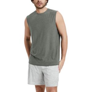imageODODOS Mens Muscle Tee  Stratum Tech Performance Tank Ultra Soft Moisture Wicking UPF 50 Sleeveless ShirtsSmoke Heather