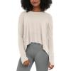 imageODODOS Long Sleeve Tee for Women with Thumb Hole Athletic Gym Workout Crop Tops Yoga ShirtsAbalone Beigewashed