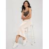 imageODODOS Modal Soft Midi Skirt for Women Back Slit High Waist Casual Long Pencil Skirts with PocketsBeige