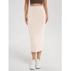 imageODODOS Modal Soft Midi Skirt for Women Back Slit High Waist Casual Long Pencil Skirts with PocketsBeige