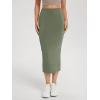 imageODODOS Modal Soft Midi Skirt for Women Back Slit High Waist Casual Long Pencil Skirts with PocketsDark Sage