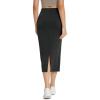imageODODOS Modal Soft Midi Skirt for Women Back Slit High Waist Casual Long Pencil Skirts with PocketsBlack
