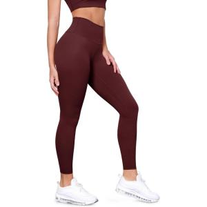 imageODODOS Tummy Control Compression Leggings for Women 25quot  28quot High Waist Workout Running Yoga PantsBurgundy