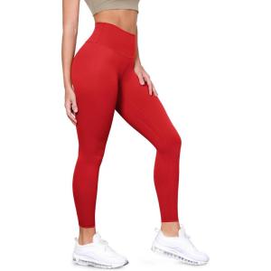 imageODODOS Tummy Control Compression Leggings for Women 25quot  28quot High Waist Workout Running Yoga PantsRed