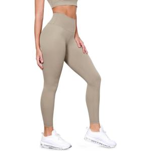 imageODODOS Tummy Control Compression Leggings for Women 25quot  28quot High Waist Workout Running Yoga PantsShaker Beige