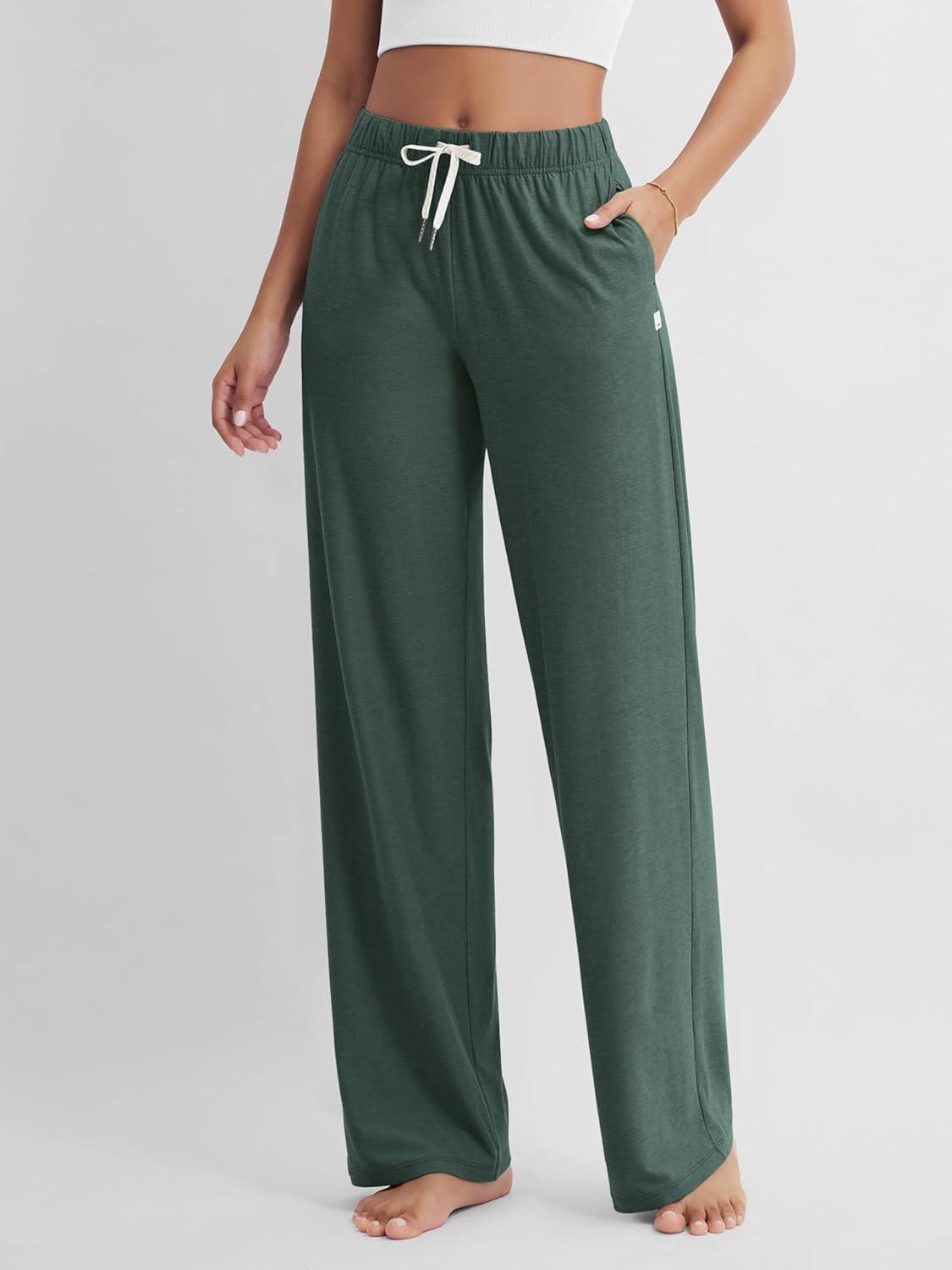 imageODODOS Womens Straight Leg Pants Ultra Soft Stratum Tech Relaxed Casual Pajama Lounge Pants with Pockets2931quot InseamAspen Heather