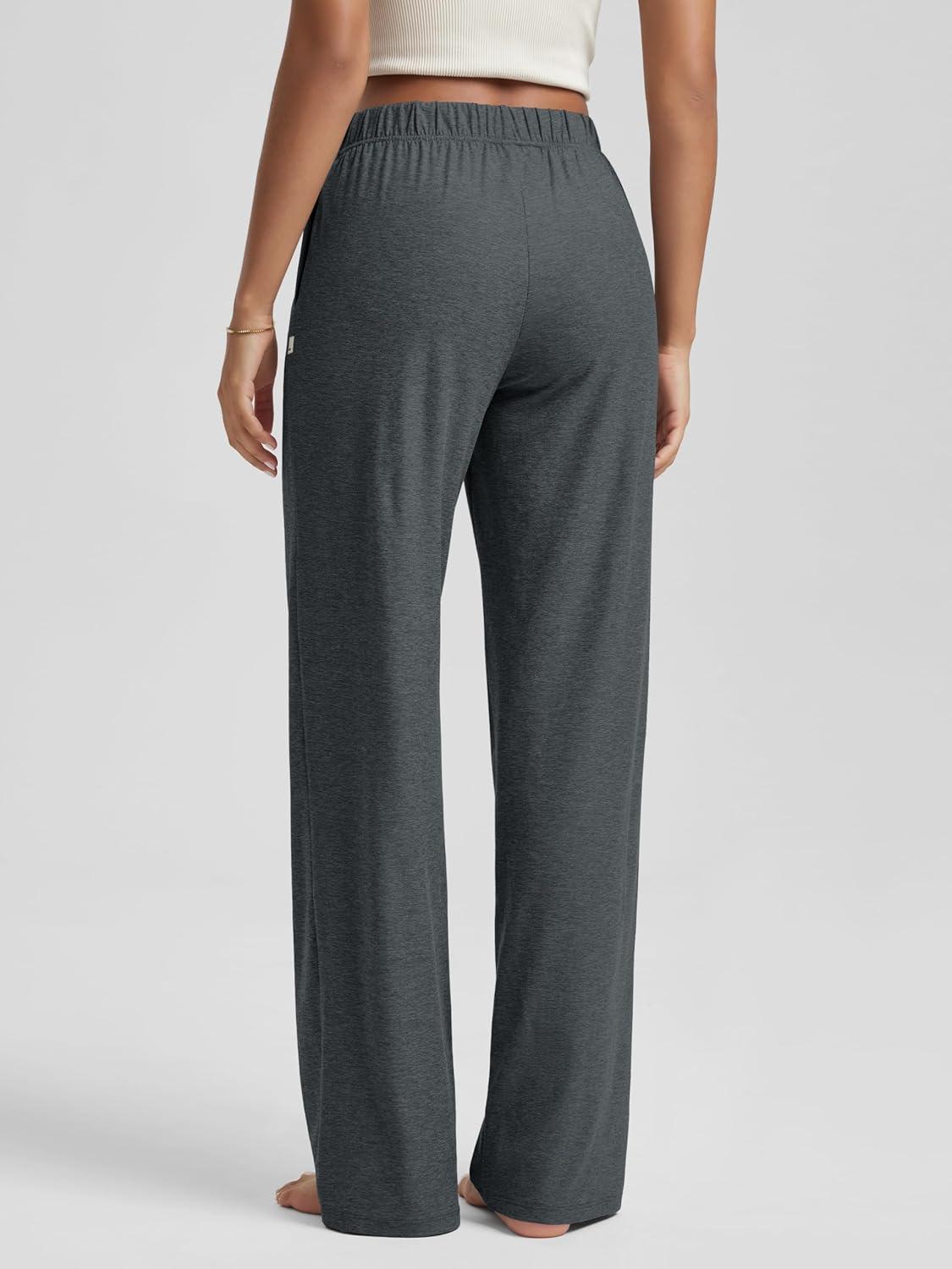 imageODODOS Womens Straight Leg Pants Ultra Soft Stratum Tech Relaxed Casual Pajama Lounge Pants with Pockets2931quot InseamCharcoal Heather