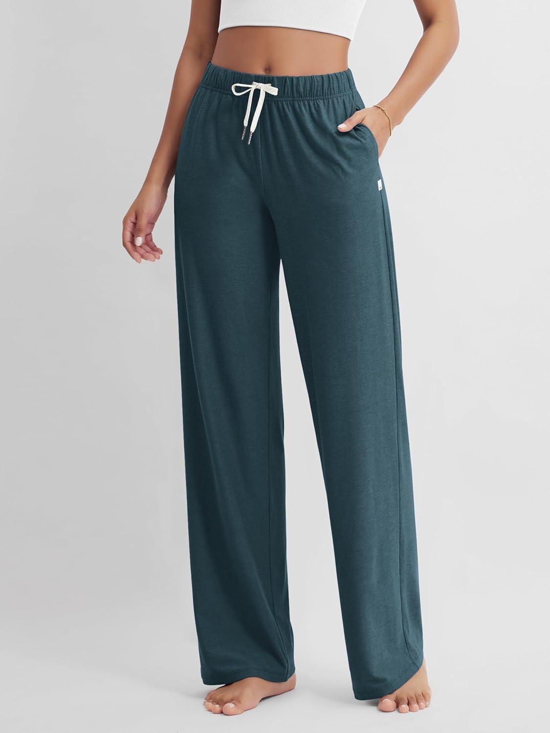 imageODODOS Womens Straight Leg Pants Ultra Soft Stratum Tech Relaxed Casual Pajama Lounge Pants with Pockets2931quot InseamNavy Heather
