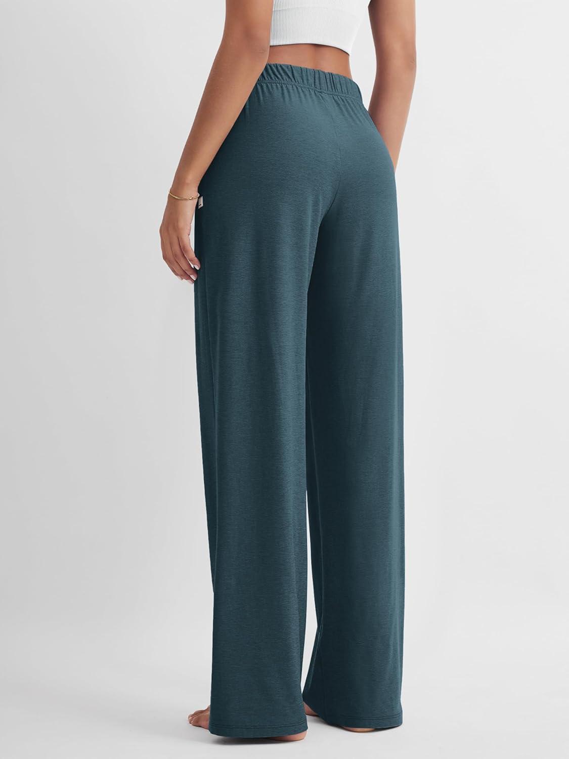 imageODODOS Womens Straight Leg Pants Ultra Soft Stratum Tech Relaxed Casual Pajama Lounge Pants with Pockets2931quot InseamNavy Heather