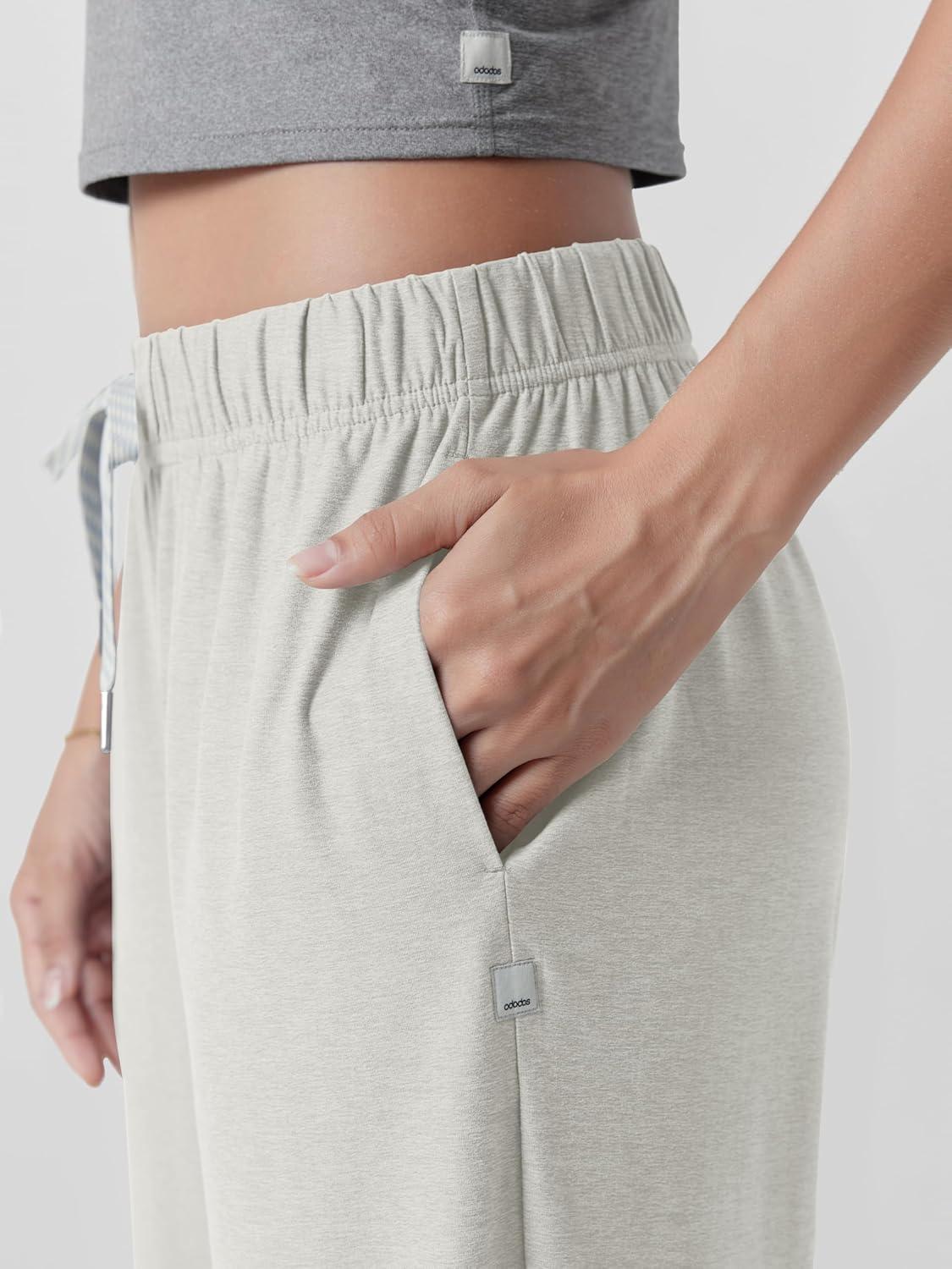 imageODODOS Womens Straight Leg Pants Ultra Soft Stratum Tech Relaxed Casual Pajama Lounge Pants with Pockets2931quot InseamSalt Heather