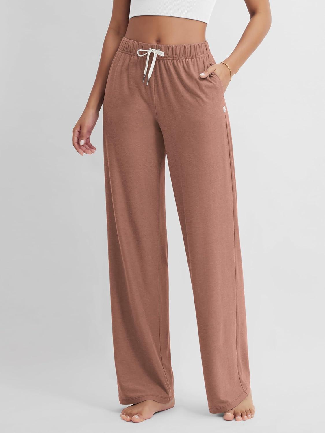 imageODODOS Womens Straight Leg Pants Ultra Soft Stratum Tech Relaxed Casual Pajama Lounge Pants with Pockets2931quot InseamTamarind Heather