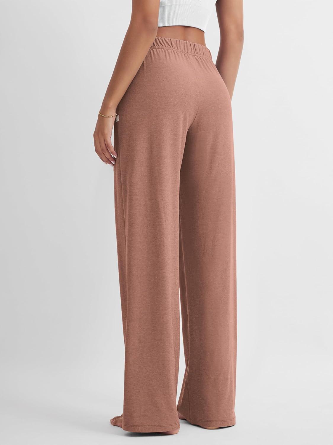 imageODODOS Womens Straight Leg Pants Ultra Soft Stratum Tech Relaxed Casual Pajama Lounge Pants with Pockets2931quot InseamTamarind Heather
