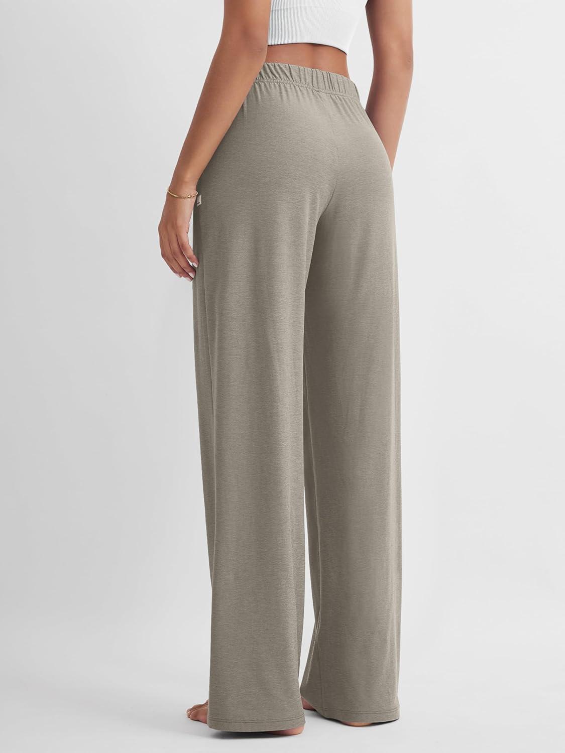 imageODODOS Womens Straight Leg Pants Ultra Soft Stratum Tech Relaxed Casual Pajama Lounge Pants with Pockets2931quot InseamWarm Grey Heather