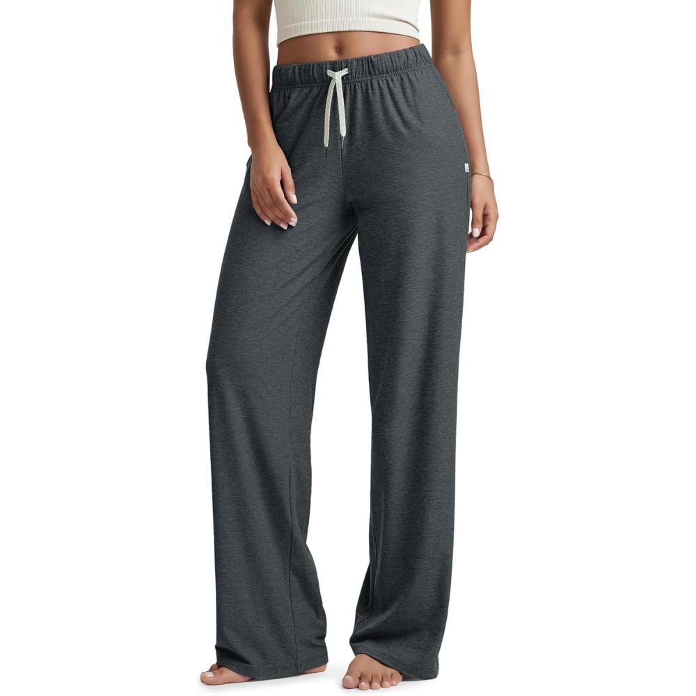 imageODODOS Womens Straight Leg Pants Ultra Soft Stratum Tech Relaxed Casual Pajama Lounge Pants with Pockets2931quot InseamCharcoal Heather