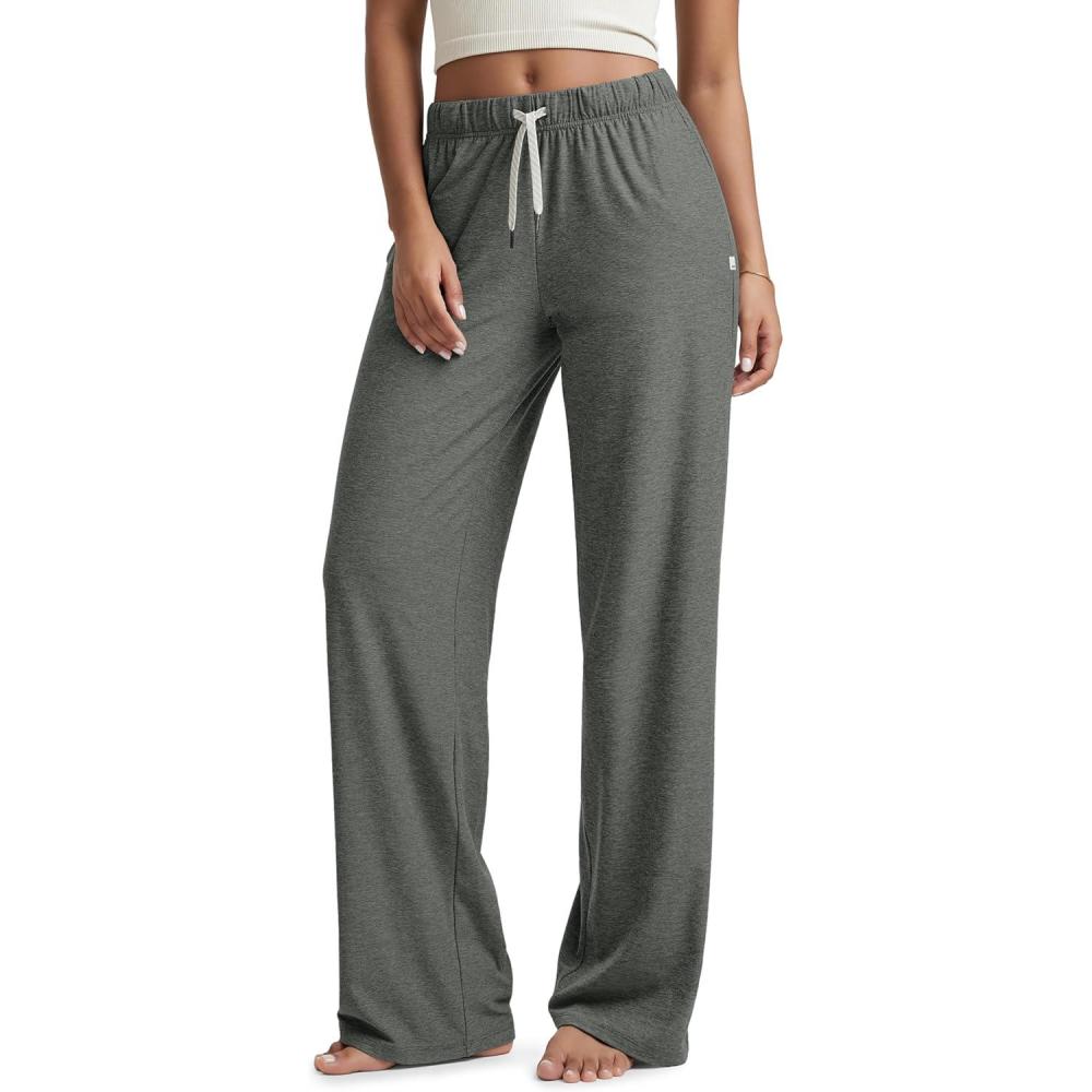 imageODODOS Womens Straight Leg Pants Ultra Soft Stratum Tech Relaxed Casual Pajama Lounge Pants with Pockets2931quot InseamSmoke Heather
