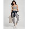imageODODOS Cloud Feeling Y Racerback Sports Bra for Women Wirefree Padded Strappy Yoga BraSand Gray Heather