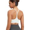 imageODODOS Cloud Feeling Y Racerback Sports Bra for Women Wirefree Padded Strappy Yoga BraPorcelain White
