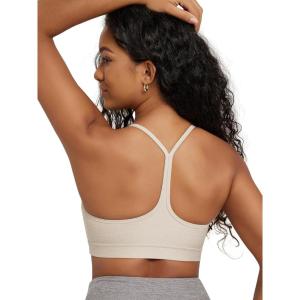 imageODODOS Cloud Feeling Y Racerback Sports Bra for Women Wirefree Padded Strappy Yoga BraEcru Heather
