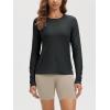 imageODODOS Womens Long Sleeve TShirt  Ultra Soft Stratum Tech Performance Top UPF 50 Breathable Crew Neck PulloverBlack Heather
