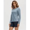 imageODODOS Womens Long Sleeve TShirt  Ultra Soft Stratum Tech Performance Top UPF 50 Breathable Crew Neck PulloverDusty Blue Heather