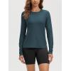 imageODODOS Womens Long Sleeve TShirt  Ultra Soft Stratum Tech Performance Top UPF 50 Breathable Crew Neck PulloverNavy Heather