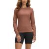 imageODODOS Womens Long Sleeve TShirt  Ultra Soft Stratum Tech Performance Top UPF 50 Breathable Crew Neck PulloverTamarind Heather