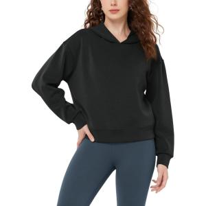 imageODODOS Modal Soft Fleece Lined Hoodie for Women Long Sleeve RelaxedFit Pullover Casual Basic SweatshirtBlack