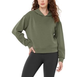 imageODODOS Modal Soft Fleece Lined Hoodie for Women Long Sleeve RelaxedFit Pullover Casual Basic SweatshirtDark Sage