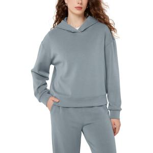 imageODODOS Modal Soft Fleece Lined Hoodie for Women Long Sleeve RelaxedFit Pullover Casual Basic SweatshirtGrey Blue