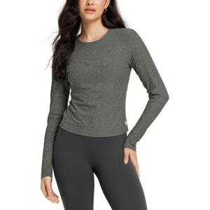 imageODODOS Womens Long Sleeve Performance TShirts  Ultra Soft Stratum Tech Crew Neck Tee UPF 50 Essential TopSmoke Heather
