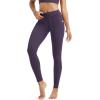 imageODODOS Womens Drawstring Tie Daily Pocket Leggings 25quot  28quot High Waist Workout Yoga PantsDark Purple