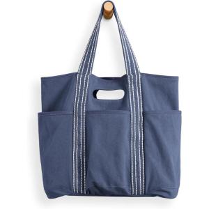 imageODODOS 29L Oversized Canvas Tote Bag Large Capacity Open Top Shoulder Bags for Gym Workout Shopping Beach TravelIndigo Navy