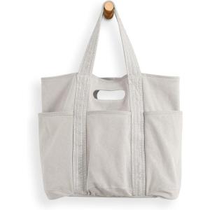 imageODODOS 29L Oversized Canvas Tote Bag Large Capacity Open Top Shoulder Bags for Gym Workout Shopping Beach TravelLight Grey