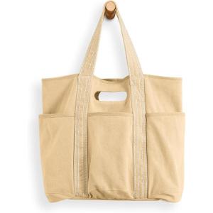 imageODODOS 29L Oversized Canvas Tote Bag Large Capacity Open Top Shoulder Bags for Gym Workout Shopping Beach TravelSoybean