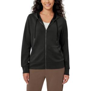 imageODODOS Womens Modal Soft FullZip Hoodies Casual Relaxed Fall Outfit Hooded Jacket with PocketsBlack