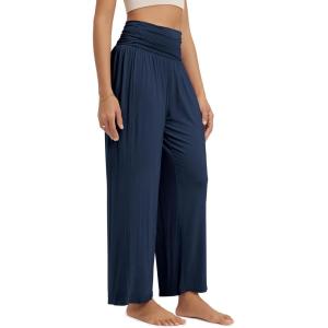 imageODODOS Womens Wide Leg Palazzo Lounge Pants with Pockets Light Weight Loose Comfy Casual Pajama Pants262830quot32quot InseamNavyno Pocket