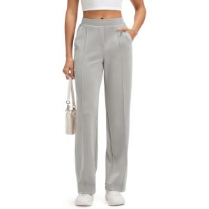 imageODODOS Womens Modal Soft Classic Pants Mid Rise PullOn Lounge Casual Work Pants with Pockets 27quot  29quot  31quot InseamLight Gray