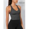 imageODODOS 3Pack Seamless Racerback Crop Tank for Women Ribbed Knit Soft Crop TopsBlackcharcoalred