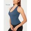 imageODODOS 3Pack Seamless Racerback Crop Tank for Women Ribbed Knit Soft Crop TopsCharcoaloceanred