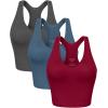 imageODODOS 3Pack Seamless Racerback Crop Tank for Women Ribbed Knit Soft Crop TopsCharcoaloceanred