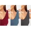 imageODODOS 3Pack Seamless Racerback Crop Tank for Women Ribbed Knit Soft Crop TopsCharcoaloceanred