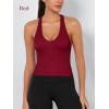 imageODODOS 3Pack Seamless Racerback Crop Tank for Women Ribbed Knit Soft Crop TopsCharcoaloceanred