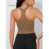imageODODOS 3Pack Seamless Racerback Crop Tank for Women Ribbed Knit Soft Crop TopsErmineivorynavy