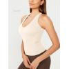 imageODODOS 3Pack Seamless Racerback Crop Tank for Women Ribbed Knit Soft Crop TopsErmineivorynavy