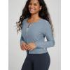 imageODODOS Womens Cardigan  Ultra Soft Stratum Tech Performance Long Sleeve Crop UPF 50 Button Down Crewneck TopDusty Blue Heather
