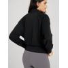 imageODODOS Womens Full Zip Workout Jacket Cloud Feeling Stand Collar Long Sleeve Lightweight Athletic Yoga TopsBlack