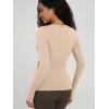 imageODODOS Womens Long Sleeve Shirts with Thumb Hole Cloud Feeling Soft Crew Neck Slim Fit Tee Yoga Athletic Workout TopsBeige